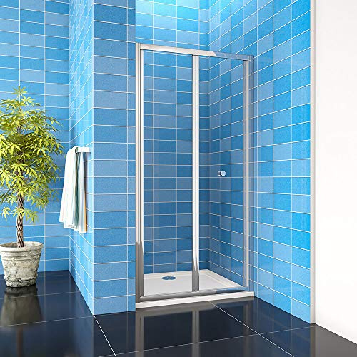 Bathroom Bifold Shower Door Glass Screen 800x1850mm