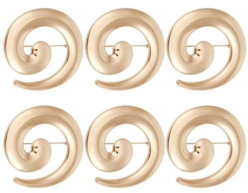 FINGERINSPIRE 6 Pcs Broche Escargot Spirale Ronde 58.5x57 mm Épingle de Revers Forme Escargot Spirale Alliage Doré pour Homme Femme Broche Décor Mode pour Tenue Formelle Décor Écharpe Chapeau Mariage