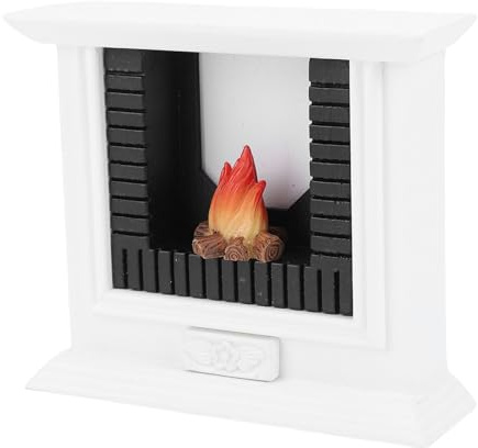 Generic Cheminée Blanche Miniature, Décor d'hiver Réaliste pour Maison de Poupée, Mini Chambre en Résine de Bois de Bouleau 4,1x3,5x1,2 Pouces