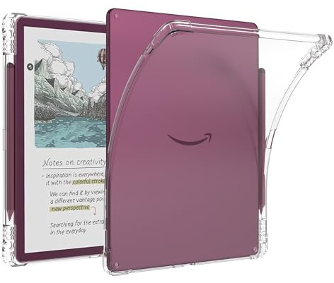 Klart skydd för 11 tum Kindle Scribe Colorsoft 1st Generation 2026 – lätt mjukt TPU-fodral med pennhållare och pennspetshållare, hållbart skydd med estetisk design