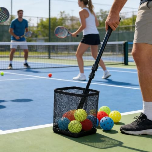 Generiskt Pickleball bollrör med teleskopstång 46–109 cm, bollplockare samlare för 24 bollar, lätt bollrör för att utan att böja sig ner, ryggvänliga tillbehör för träning och klubb