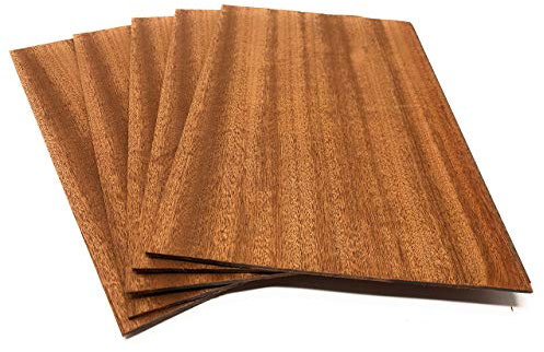 4-5 Furniere in der Holzart Mahagoni, Gesamtmenge: 0,2qm; Edelfurnier Echtholz Holzplatte geeignet für: Modellbau, Foto, als Bastelholz, Preisschilder Holzfurnier zum Basteln Intarsien DIY
