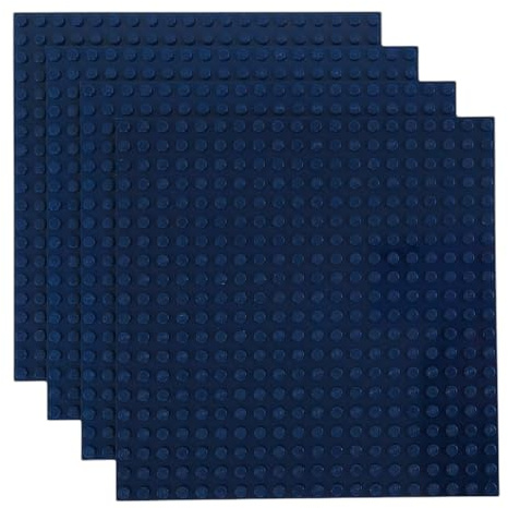 Q-Bricks Classic Bauplatten | 20x20 Noppenanzahl | 16 * 16 cm | Kompatibel mit Meisten Marken | 4 STK. im Set | Farbe: Saphirblau
