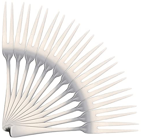 12 Forchette per Aperitivi da Cocktail Alto Lucido in Acciaio Inossidabile 15x1,35 cm