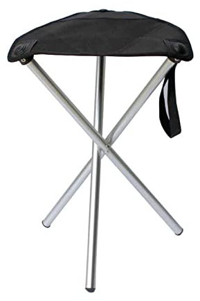 Klappbarer Dreibeinhocker Faltbarer Hocker, tragbarer Teleskopstuhl, kompakt, leicht, for Wandern, Camping, Angeln, Picknick, Strand, Grillen, Reisen, Rucksackreisen, Gartensitz mit Tasche, Schwarz(48