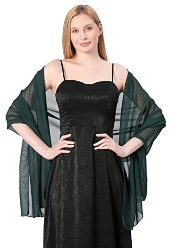 Proumhang Mujeres Mantones de Gasa Suave Bufandas Wraps para Novia Dama de Honor Fiesta de Boda Vestido de Noche y Vestidos para Ocasiones Especiales 70cm x 200cm Verde oscuro