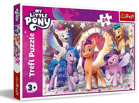 Trefl-My Little Pony-Joyeuse journée de Poneys-Puzzles 24 Maxi- 24 Grandes Pièces, Puzzle Coloré avec des Personnages de Bande Dessinée, Loisir pour Les Enfants à partir de 3 Ans
