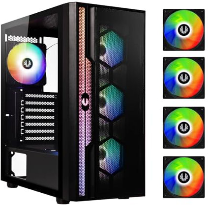 Caja para PC Media Torre Apollo (Negro) 4 Ventiladores ARGB