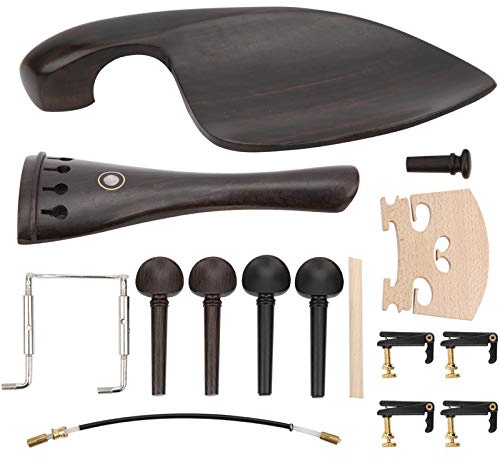 Kit di Montaggio per Violino, Kit di Accessori per Violino per Violino 4/4 Pioli per Accordatura in Ebano Accordatori per Puntale per Mentoniera Kit di Colonna Sonora per Ponte