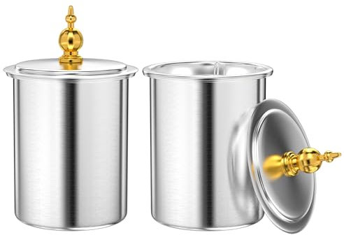 Ghazpmuk 2 Stück Tischabfalleimer, Mode-Mülleimer, Mülleimer Klein, Mülleimer Mit Deckel, Allwetter-Mülltonnen, Rutschfeste Basis, Edelstahldesign, für Das Home Office Bar Büro Den Balkon