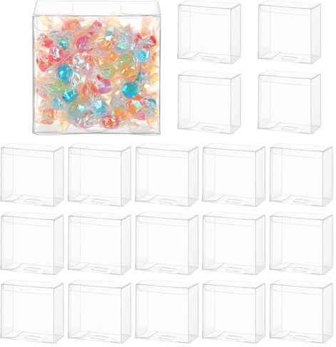 BENECREAT 20 cajas transparentes de PVC de 4 x 5 x 4 pulgadas, cajas de regalo transparentes para bodas, fiestas, embalaje de regalo