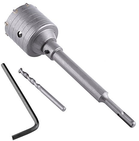 Broca para Hormigón de 65 Mm, Juego de Sierra Perforadora para Pared, Ladrillo, Cemento, Piedra, Varilla de 200 Mm con Llave, Broca de Corona de Alto Rendimiento para Zócalos