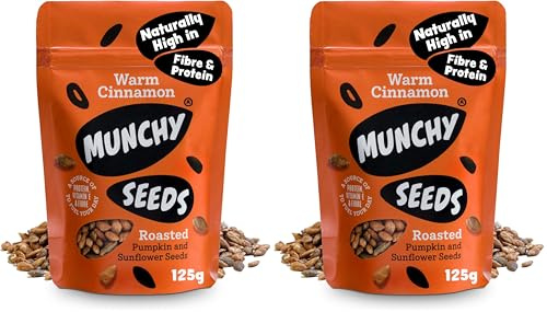 MUNCHY SEEDS Warm Cinnamon, Sunflower, Pumpkin, Protein Snack, Plant-Based Fibre & Vitamin E, Sweet & Delicious To Eat, Vegan Snacks For Kids, Add to Cereal, Porridge or Yoghurt - 125g Sharing Pack