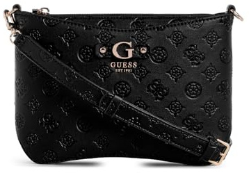 GUESS Damen Gerty Crossbody Top Zip Umhängetasche, Schwarz