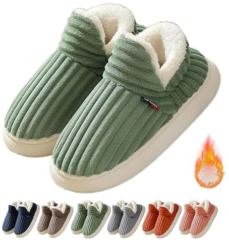 FXRWFSE Chaussons Confortables et élégants, Chaussons d'hiver en Peluche Chaude et Moelleuse, Chaussons Chaussons pour Femmes et Hommes (Green,40-41)