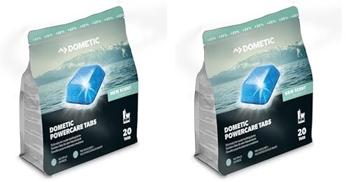 DOMETIC Power-Care für Camping-WCs & Chemietoiletten – Sanitär-Zusatz zersetzt Fäkalien und verhindert unangenehme Gerüche – Alternative zu Sanitärflüssigkeit (20 Tabs für 20 Tankfüllungen), 500 g