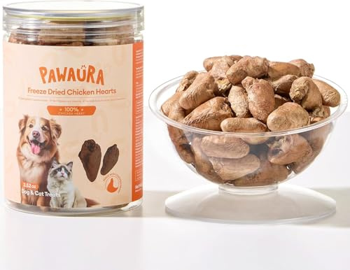 PAWAURA Freeze-Dried Chicken Heart Treats Dogs & Cats, 100g | 100g, Single Ingredient, High Protein, Grain-Free, Training & Reward Snacks