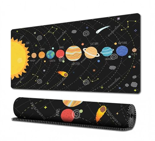 Shirene Skrivbordsunderlägg för barn, solsystem Avtorkbart universum skrivunderlägg i gummi 30x70 cm Robust bordsunderlägg för pojkar och flickor Perfekt för skola och hem