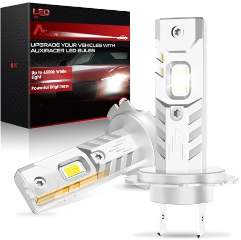 AUXIRACER H7 LED, 30000LM 6500K Blanc Froid, Ampoule H7 LED de Phares Voiture Automobile 500% Luminosité, 1:1 Mini Taille, Plug and Play, 2 pièces