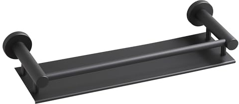 bgl Matt svart badrumshylla väggmonterad 40 cm – modern rostfri duschförvaringsställning med skyddsskena, platsbesparande badrumsarrangör för schampo