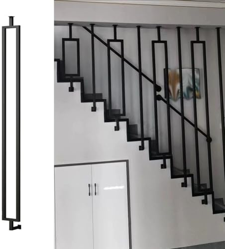 Anpassningsbara järntrappräcken för trappsteg och lutning i metallspindlar i svart/vit 235 cm (92,5 tum) hållbar balustradstolpe för att förhindra fall (1 st)