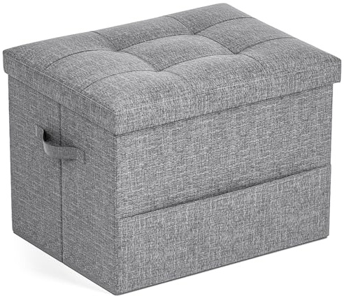 Dayacoco Ottoman Storage Box,Foldable Foot Stool 43L,43x33x33cm,Dark Grey | Ottoman with Storage,Load up to 150 kg, for Living Room, Bedroom,Dorm