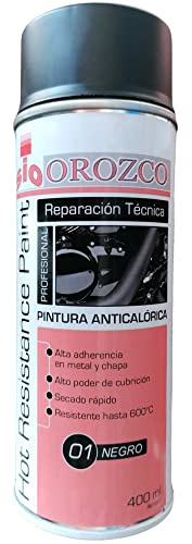 SIO Pintura Anticalórica Negra Spray 400ml – Resistente hasta 600°C Calor – Pintura Alta Temperatura para Escape, Motor, Chimeneas y Estufas – Secado Rápido, Acabado Mate Profesional Antioxidante