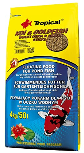 KOI&Goldfish Wheat Germ&Garlic Sticks 4kg - Alimento Flotante con ajo y Germen de Trigo para Peces de Estanque