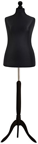 Female Tailors Dummy Bust Size 18/20 Dressmakers Fashion Mannequin Students Black With Black Tripod Stand