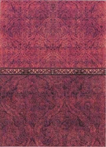 Zita`s Creative Rispapper A3 – röd brocade. Motiv-stråsilke, halmsilkespapper, decoupage papper