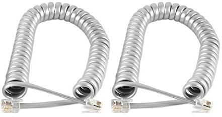 Ruilogod 2M RJ9 4P4C Téléphone Téléphone Enroulé Stretchy Combiné Câble Cordon secteur 2pcs