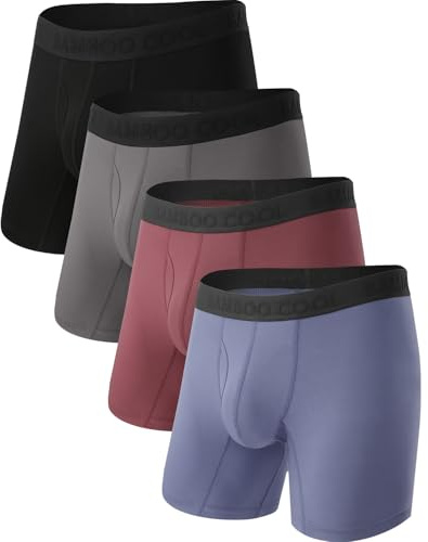 BAMBOO COOL Men's Ultra Breathable Underwear,No Riding Up Boxer Briefs with ComfortFlexible Waistband,Multipack