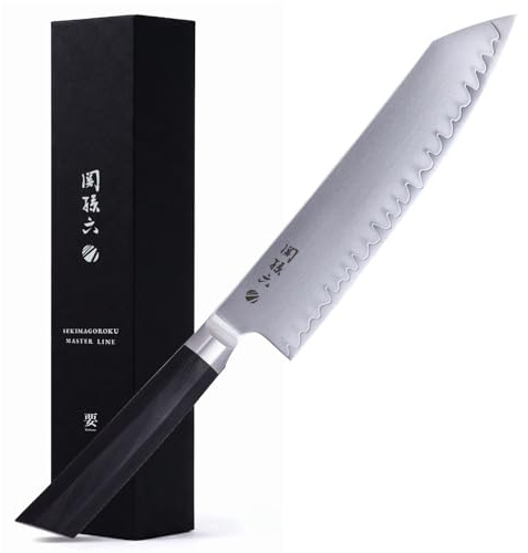 KAI Seki Magoroku Kaname Kiritsuke 19,5 cm bladlängd - 3-lagers smidd VGXeos stål 60–62 HRC – Pakka trähandtag – handgjord i Japan – japansk kökskniv