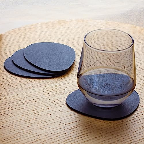 Design Hambourg Dessous de Verre en Métal| Dessous de Verre Design de Haute Qualité | Dessous de Verre pour Boissons | Dessous de Verre | 4 Pièces Forme Organique Noir