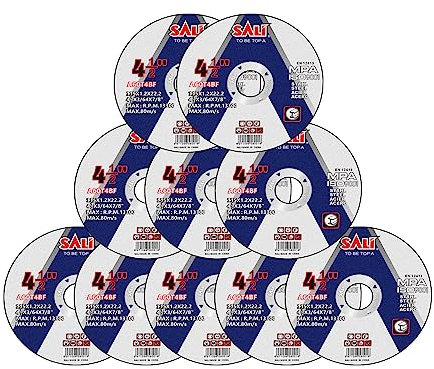 SALI 10 Stück Trennscheibe Ø 115 x 1,2 x 22,2 mm Trennscheiben 115 für Winkelschleifer Metall, Stahl, Edelstahl Betrieb bis zu Drehzahlen 13300 und 80 M/S