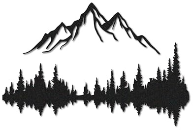 NORTH KAISER Arte Mural Metálico | Esculturas de Pared de Montaña y Bosque | Decoración Rústica y Moderna Para Salón, Hogar, Dormitorio, Oficina, Cocina y Exterior (Negro, 74 x 49.3 cm)