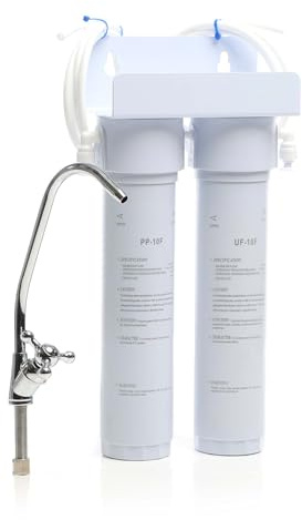 Naturewater NW-2-PPUF 2 Stufen Untertisch Wasserfilter, 5 µ, Sedimentfilter und Ultrafilter Filtereinsatz, mit Schnellanschluss, Wasserhahn