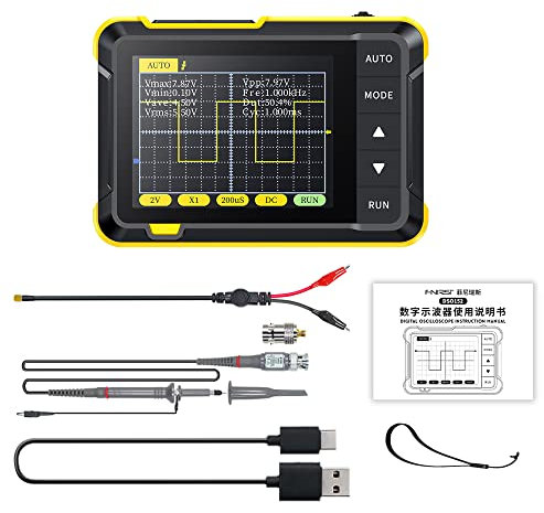Mulcort Oscilloscope numérique portable Mesure de la tension 400 V portable Bande passante 200 KHz Taux d'échantillonnage en temps réel 2,5 MS/s Écran de 2,8 pouces Outil