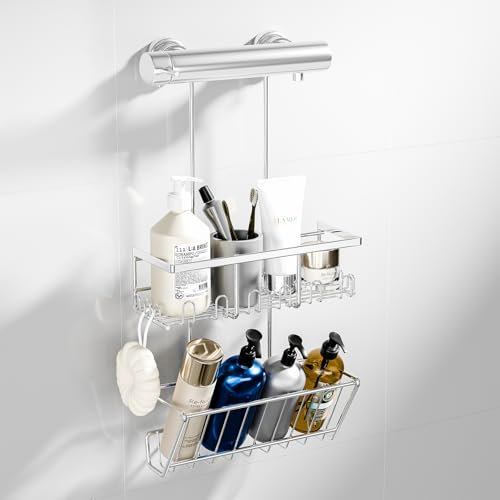 HouseUp Duschablage zum hängen Duschregal Ohne Bohren - Shampoo Halterung für Dusche Duschkorb Badezimmer Organizer, Dusche Halterung Shower Shelf (Silber