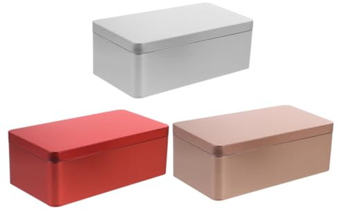 Tofficu Latas de Metal para Galletas Paquete de 3 Caja de Hojalata Rectangular Organizador de Bolsitas de Té Almacenamiento de Hojas de Té