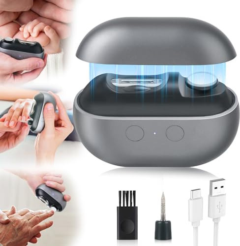 Electric Nail Clipper with LED Light & 2 Speeds, 3 in 1 Design, Electric Nail Trimmer with Nail Clip Storage,Rechargeable Automatic Nail Clipper for Babies (Black)