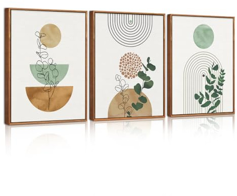HPNIUB Green Canvas Set Boho Geometric Botanical Wall Art 30×40cm
