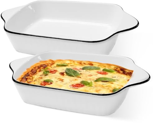 Set de plats à gratin 2 pièces, moule à lasagnes 26,7 cm, plat à gratin en céramique, plat rectangulaire, petit moule lisse pour four pour lasagnes, cuisson, cuisine gastronomique, résistant à la