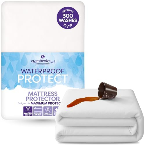 Slumberdown Waterproof Mattress Protector King Size - Super Absorbent & Spill-Proof, Soft Touch Cover, 30cm Deep Fitted King Mattress Protector | Non-Allergenic & Washable (150 x 200cm)