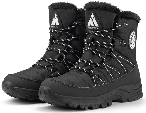 Mishansha Donna Stivali da Neve Invernali Scarpe All'Aperto Stivaletti Antiscivolo, Nero 37