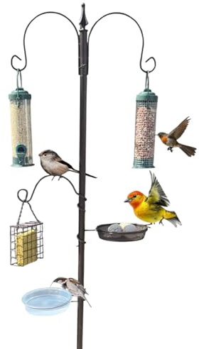 Novostyl Bird Feeder with 3 Bird Feeders & 2 Dishes | Bird Feeders Hanging Station, Feeding Stations for the Garden, Feeders for Small Birds, Bird Feeder Station
