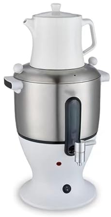 Elektrisk Samovar, Rostfritt StåL Dubbelkanna, Effektiv UppväRmning, Med HåLla Varm Funktion, Automatisk AvstäNgning, FöR Hemmet (White)