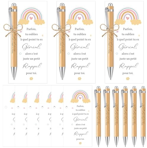 Tenare 6 Sets Cadeaux pour Maîtresse Collègues, Génial | 6 Stylos à Bille Inspirantes, 6 Marque-Pages avec Citations Inspirantes, Corde, pour Noël Adieu Équipe Professeur Collègues