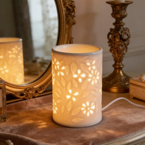 Lampada profumata elettrica, 8 x 8 x 12 cm, in ceramica, diffusore in ceramica, per soggiorno, camera da letto, ufficio, bagno, decorazione per la casa, idea regalo originale