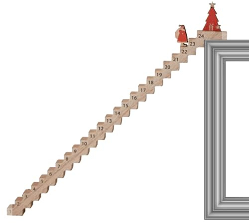 Jultomten adventskalender | 1 st juldekoration i trä | nedräkningsskylt | Perfekt för kontor, vardagsrum eller öppen spis, festlig dekoration och återanvändbar varje år